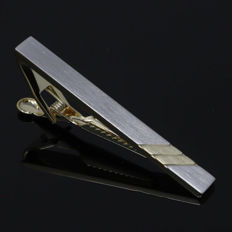 MENDEPOT Classic Silver And Gold Bi-tone Plating Tie Clips With Gift Box Men Fashion Tie bar - Image 3